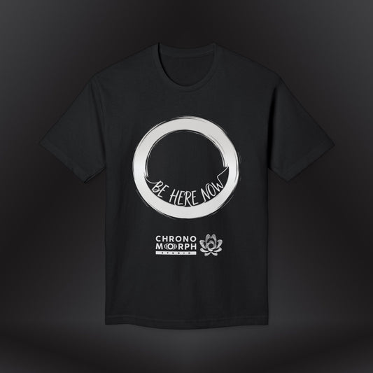 Be Here Now | Chronomorph Studio Minimalist Graphic Tee – Mindfulness Edition
