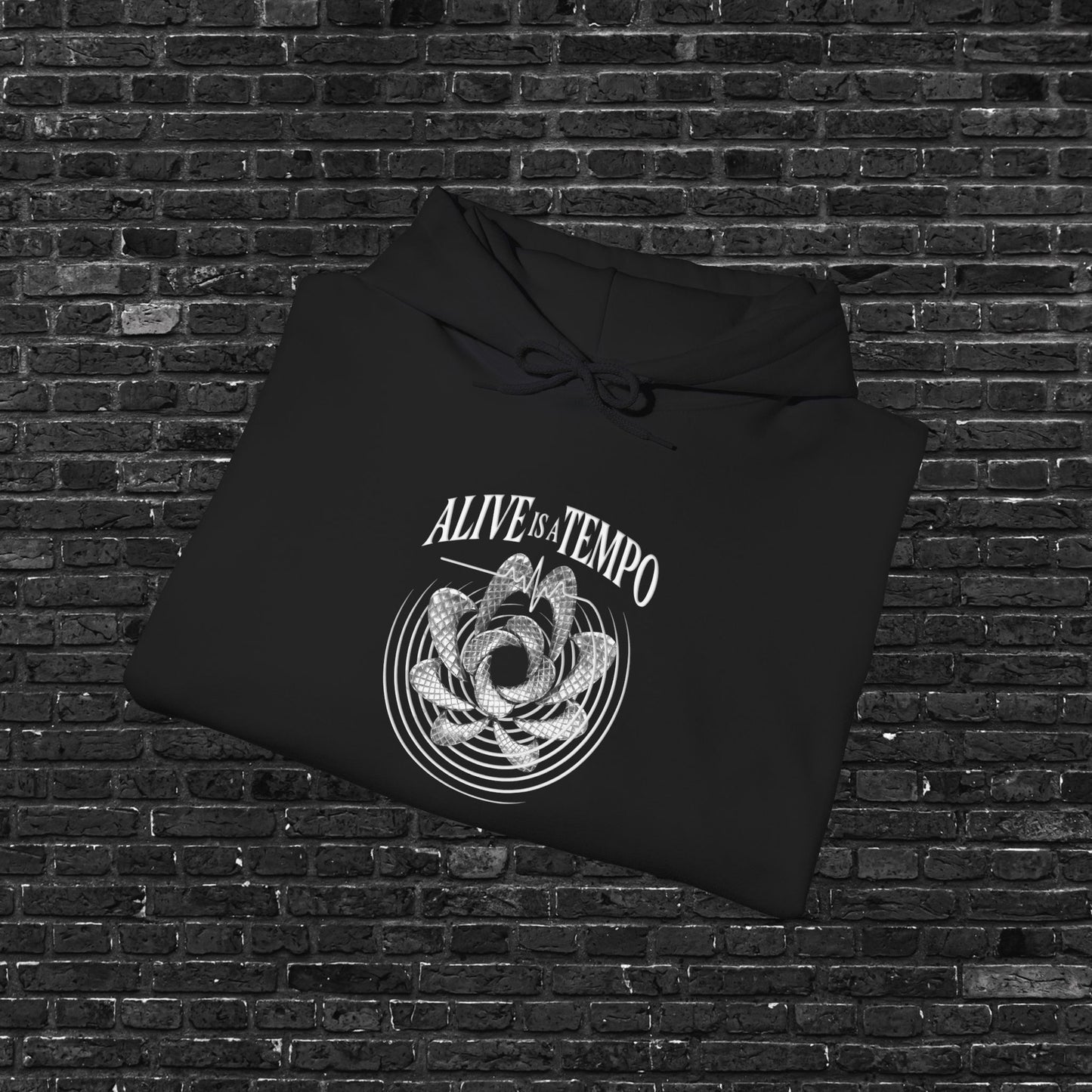 Alive is a Tempo x Be Here Now Hoodie | Chronomorph Studio Temporal Series – Dual Graphic Edition