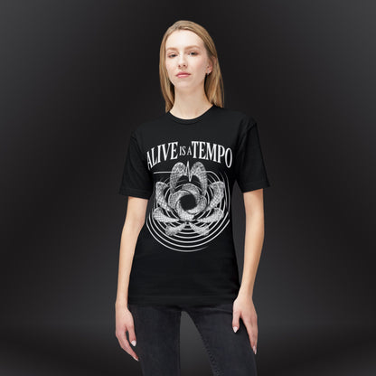 Alive is a Tempo | Chronomorph Studio Minimalist Graphic Tee – Temporal Edition