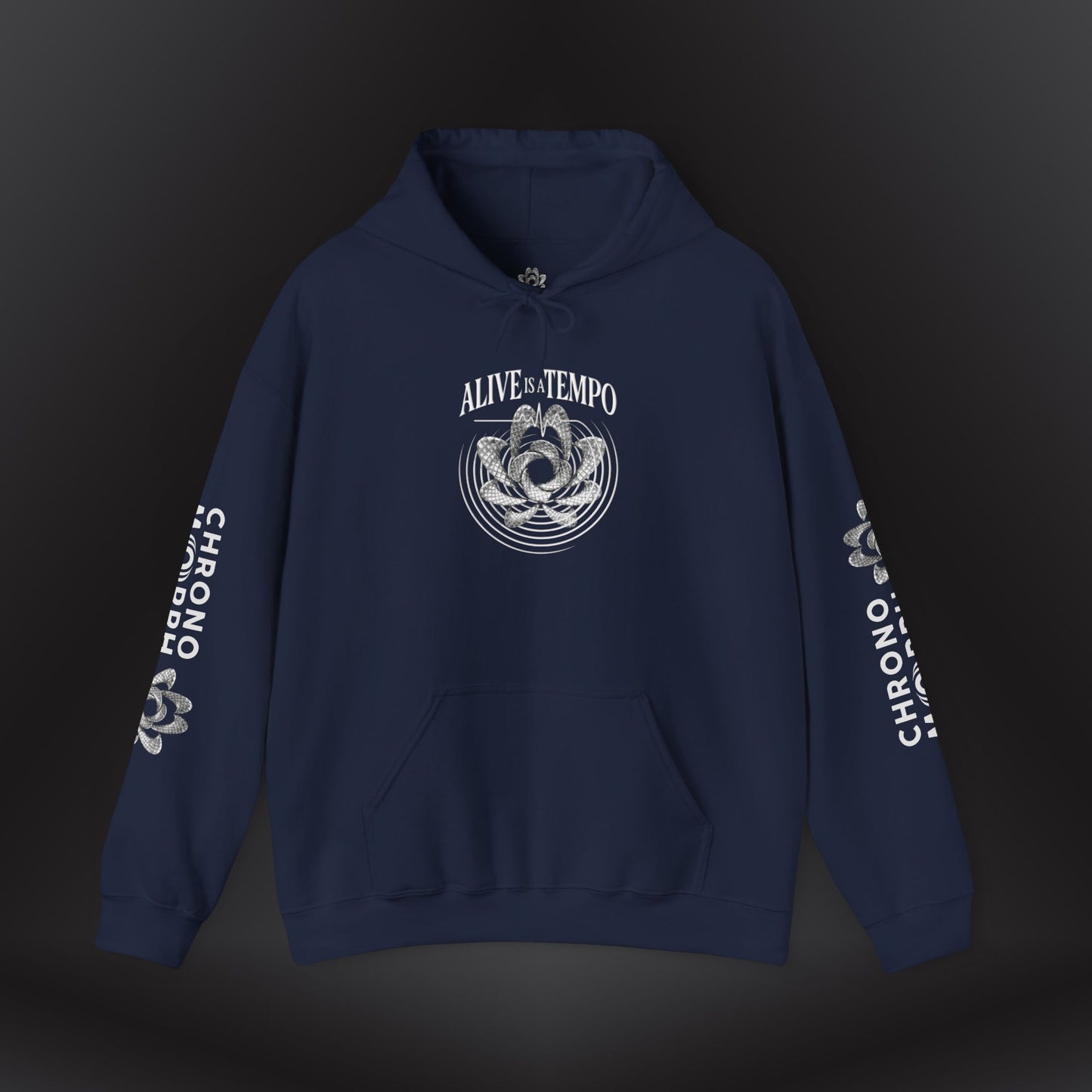 Alive is a Tempo x Be Here Now Hoodie | Chronomorph Studio Temporal Series – Dual Graphic Edition