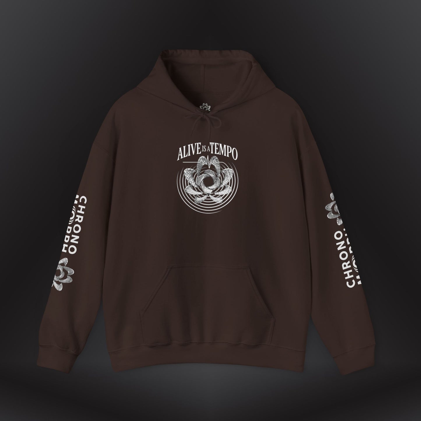 Alive is a Tempo x Be Here Now Hoodie | Chronomorph Studio Temporal Series – Dual Graphic Edition