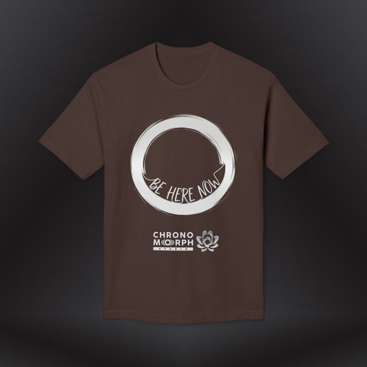 Be Here Now | Chronomorph Studio Minimalist Graphic Tee – Mindfulness Edition